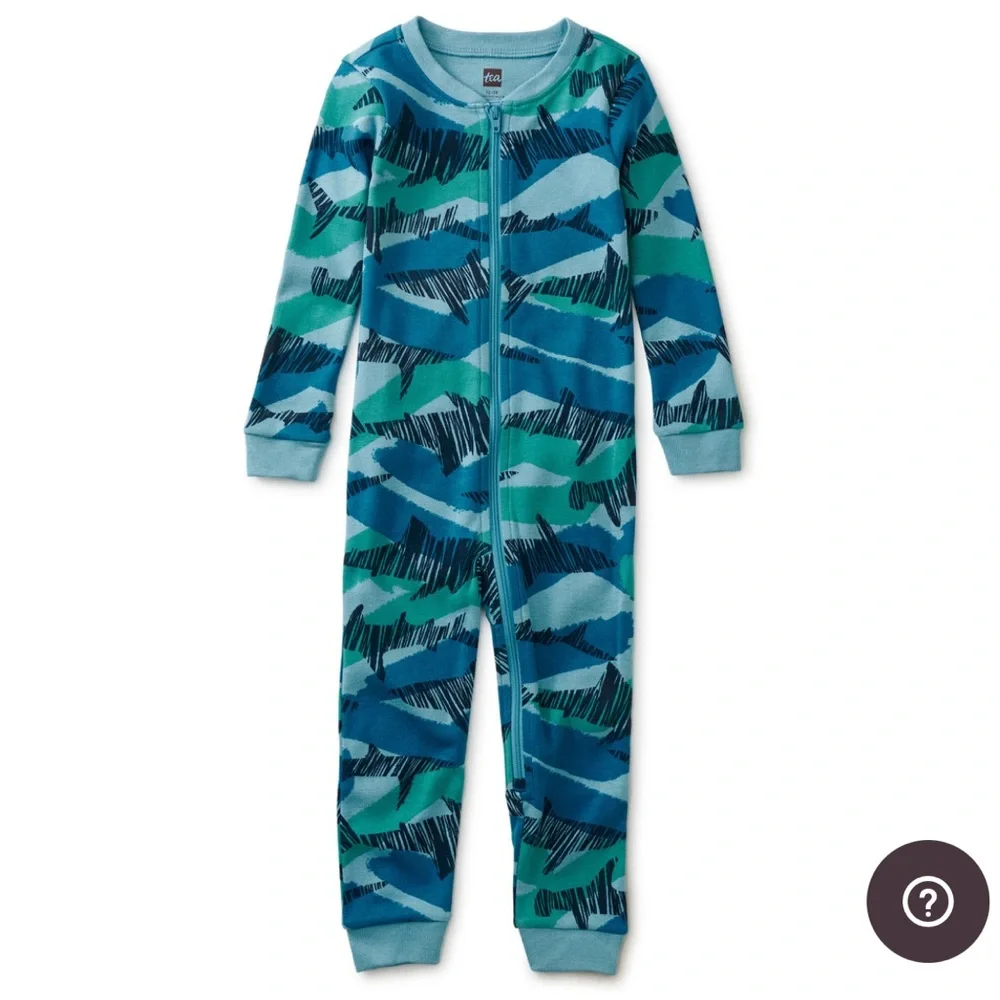 New! Tea Collection Sleep Tight Baby Boy Pajamas Shark Camo 9-12 Month